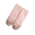 Pink fuzzy fleece winter cozy socks with cute bunny ears and embroidered carrot design. - Adult Style (EU 35-43) / Pink