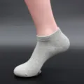 Men solid color grey ankle socks, casual breathable cotton short socks for daily wear. - Men's One Size / Grey Ankle Socks