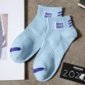 Men's casual short socks light blue ankle socks cotton breathable athletic socks for daily wear - One Size Single Socks (Sizes 37-43) / Light Blue