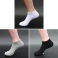 Men short ankle socks solid color cotton breathable casual athletic socks white grey black 3 pairs - Men's One Size / Low-Cut 3 Colors Mixed