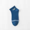 Herren Baumwolle kurze Socken, dunkelblaue niedrige Bootsocken mit Buchstaben und Muster. - Einheitsgröße / YOURH Blau