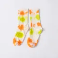 Colorful tie-dye crew socks for men and women, street style cotton casual athletic socks. - One Size / Orange Green