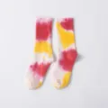 Tie-dye mid-calf socks colourful streetwear cotton casual sports socks for men and women - One Size / Red and Yellow