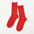 Donne calzini tinta unita cotone tubo medio rosso primavera autunno traspiranti casual - Taglia unica donna (36-40) / Rosso anguria