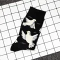 Black cotton socks with white dove pattern, trendy street style mid-tube socks for daily wear. - Unisex (37-43) / No. 29 (Peace Dove)