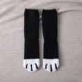 Cute plush cat paw fuzzy socks for women, warm winter coral fleece sleeping floor socks. - One Size / Solid Black