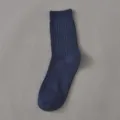Calzini da uomo blu scuro a coste tinta unita, cotone traspirante casual per uso quotidiano. - Taglia unica uomo (cartellino indipendente per ogni paio) / Blu Notte