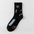 Heren middenhoge katoenen sokken streetwear mode skate casual lange sport sokken - Eén maat losse sokken (maat 36-43) / 1# Zwart