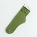 Green velvet slouch socks for women, stylish vintage long tube stockings for autumn and winter. - One Size / Dark Green