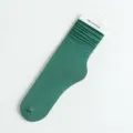 Green ribbed stacking socks for women, stylish vintage long tube hosiery for daily autumn wear. - One Size / Dark Green