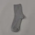 Men's solid gray ribbed mid-calf casual cotton socks, breathable and comfortable design. - Men's One Size (Independent Hangtag for Each Pair) / Dark Gray