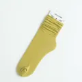 Women green slouch socks long ribbed hosiery comfortable casual autumn winter stockings - One Size / Mustard Green