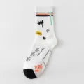 Men mid-tube cotton socks with trendy graffiti letters and black toe design for daily wear - One Size Unpackaged Socks (Sizes 36-43) / White 4