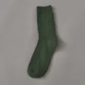 Men's dark green ribbed crew socks, breathable cotton casual athletic socks for daily wear. - Men's One Size (Independent Hangtag for Each Pair) / Dark Green
