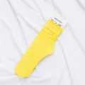 Yellow velvet slouch socks for women, soft long tube casual hosiery for daily wear. - One Size / Bright yellow