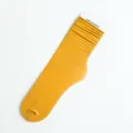 Women solid yellow ribbed stacked socks stylish long tube fashion casual hosiery footwear item - One Size / Dark Yellow