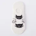 Cute cat pattern women low-cut invisible socks, comfortable cotton variant short sock white - One Size / No. S15