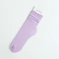 Purple ribbed slouch socks for women, stylish long tube cotton hosiery, comfortable daily wear. - One Size / Light Purple