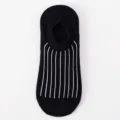 Calcetines invisibles negros de mujer con elegantes rayas verticales blancas cómodos y suaves - Talla única / N.º S36