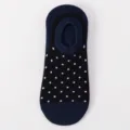Calcetines invisibles de corte bajo para mujer en azul marino con topos blancos - Talla única / N.º S38