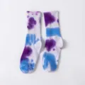 Chaussettes montantes style tie-dye pour homme et femme, variante streetwear colorée. - Violet Bleu Épissé