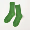 Calze a tubo medio in cotone verde da donna, semplice stile giapponese tinta unita casual. - Taglia unica donna (36-40) / Verde scuro