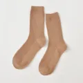 Women solid color ribbed mid tube cotton socks comfortable daily casual hosiery item - Women's One Size (36-40) / Khaki