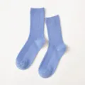Comfortable women's solid color cotton crew socks, breathable knit ribbed daily casual socks. - Women's One Size (36-40) / Sky Blue