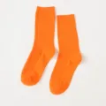 Solid color cotton women mid-tube stack socks, soft breathable casual daily wear style. - Women's One Size (36-40) / Orange