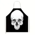 Detailed view of the Halloween skull print sleeveless apron, perfect for cooking and parties. - 55x68cm / Style 6