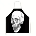Delantal Halloween calavera lino negro sin mangas delantal cocina fiesta espeluznante - 55x68cm / Estilo 1