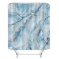 Close-up view of the blue watercolor marble pattern with stunning gold foil texture details. - 180x180cm / Style 7
