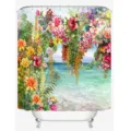 Waterproof watercolor floral beach shower curtain vibrant botanical home bathroom decor - Style 8 / 180x180cm
