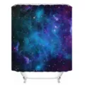 Galaxy print shower curtain detail, vibrant cosmic nebula pattern with deep blue and purple stars. - 180x180cm / Style 6