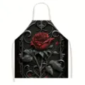 Detalle del delantal gótico de rosa roja con delicados adornos de hierro vintage y textura. - 55x68cm / Estilo 3