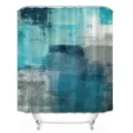 Abstract watercolor shower curtain turquoise blue modern bathroom decor fabric set - 180x180cm / Style 5