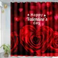 Valentine day red rose heart shower curtain waterproof fabric bathroom decoration set - Style 5 / 180x180cm