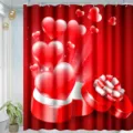 Red heart shower curtain romantic valentine day bathroom decor waterproof polyester fabric - Style 4 / 180x180cm
