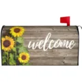 Housse de boîte aux lettres extérieure florale de printemps avec motif bois et tournesol - Style 12