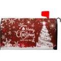 Gros plan détail de la housse de boîte aux lettres de Noël avec flocons et sapin blanc. - Style 11