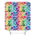 Colorful watercolor heart pattern shower curtain fabric bathroom decor water resistant - Style 1 / 180x180cm