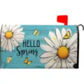 Détail de housse de boîte aux lettres marguerites de printemps avec papillons colorés. - Style 9
