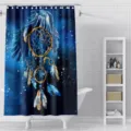 Watercolor eagle dreamcatcher shower curtain waterproof fabric bathroom decor set blue art - 180x180cm / 4