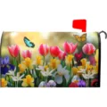 Housse de boîte aux lettres magnétique florale colorée avec papillon de printemps - Style 7