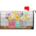 Detailansicht der bunten Blumen-Briefkastenabdeckung mit Frühlingsmotiv und Watercolor. - 9