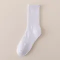 Effen witte middelhoge badstof sportsokken, ademend katoen voor dagelijks gebruik van dames en heren. - One size (maat 37-44) / Wit Over-de-knie