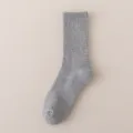 Effen grijze sokken met dikke badstof zool, comfortabele katoenen sportsokken voor dagelijks. - One size (maat 37-44) / Lang Grijs