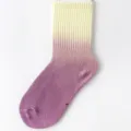 Gradient Tie-Dye Mid-Calf Cotton Socks Yellow Purple Women Casual Sports Socks New. - Kids' Style Yellow and Purple