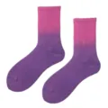 Gradient pink and purple cotton mid-calf tie-dye socks for women fashion casual wear - One Size / Pink Purple