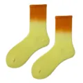 Gradient Tie-Dye Crew Socks for Women Yellow and Orange Cotton Casual Sports Socks - Orange